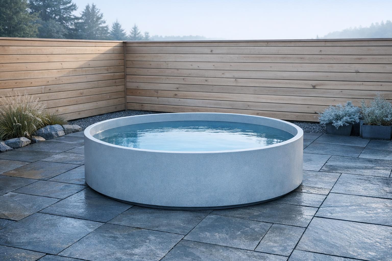 How to Choose a Cold Plunge Tub That Fits Your Home AI-generated editorial illustration.