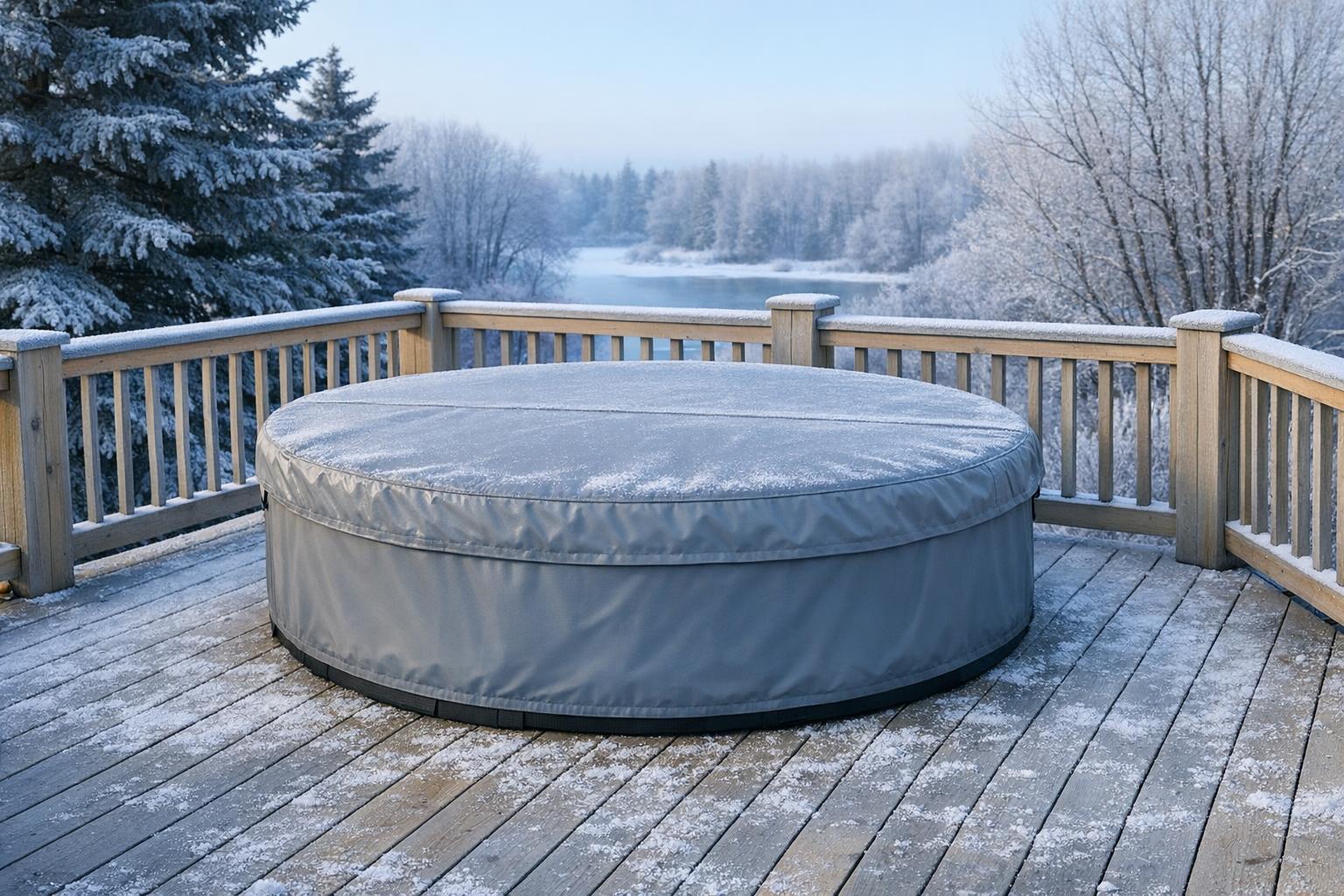 Outdoor Cold Plunge Setup: Weather Exposure and Winterization AI-generated editorial illustration.